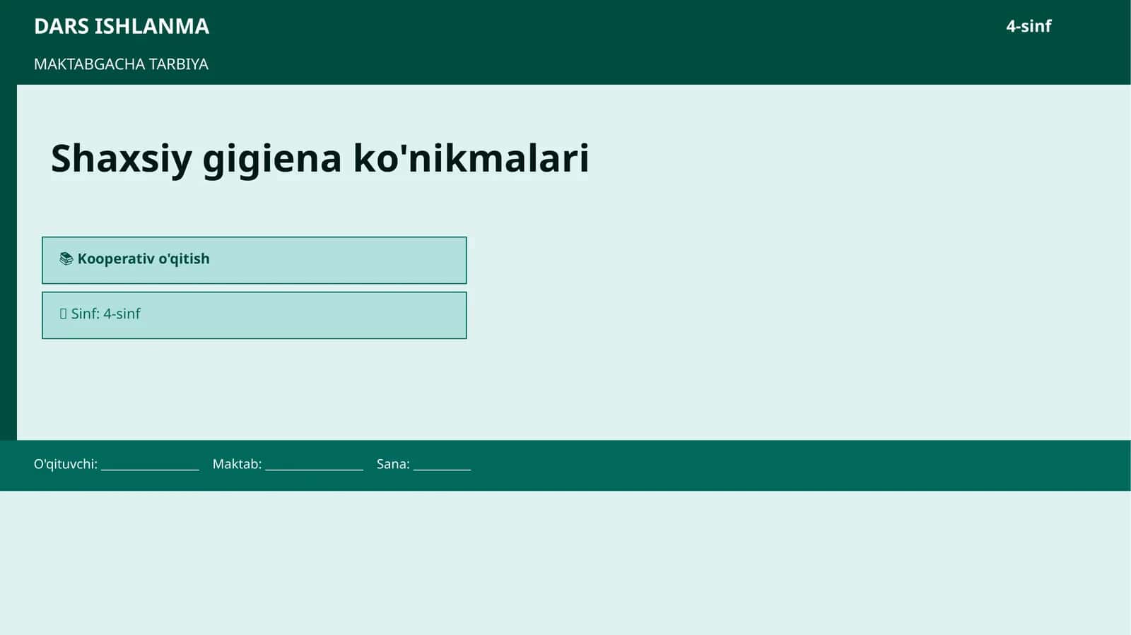 Shaxsiy gigiena ko'nikmalari 1