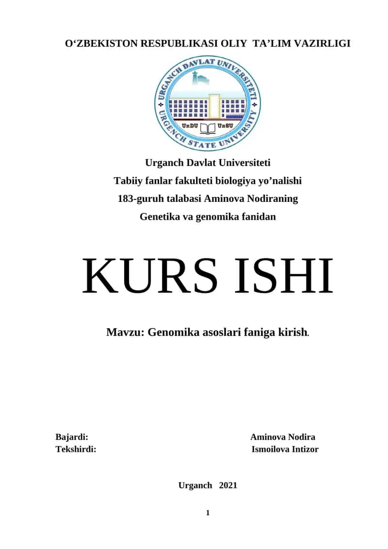 Genomika asoslari faniga kirish 1