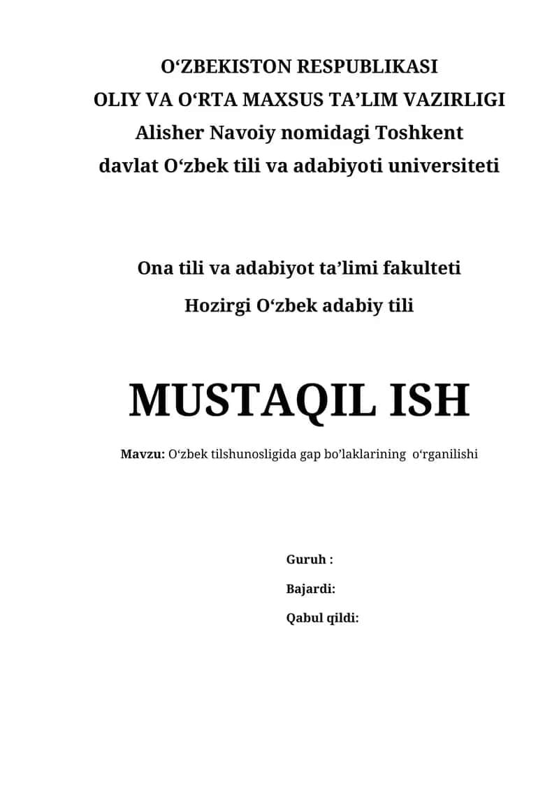 O‘zbek tilshunosligida gap bo’laklarining  o‘rganilishi 1