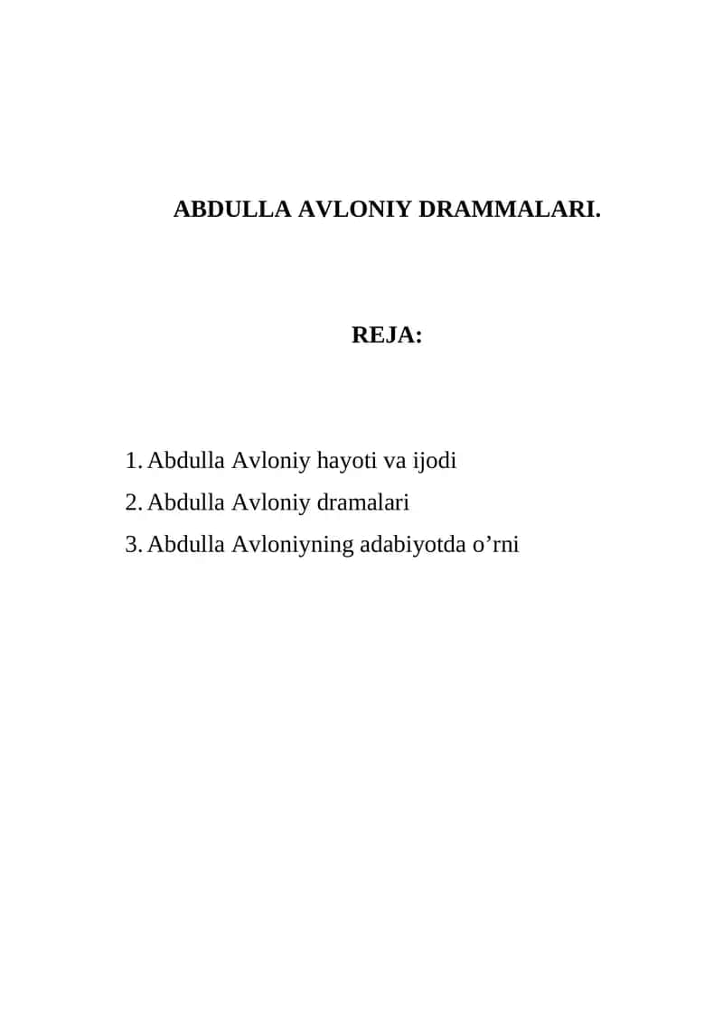 ABDULLA AVLONIY DRAMMALARI 1