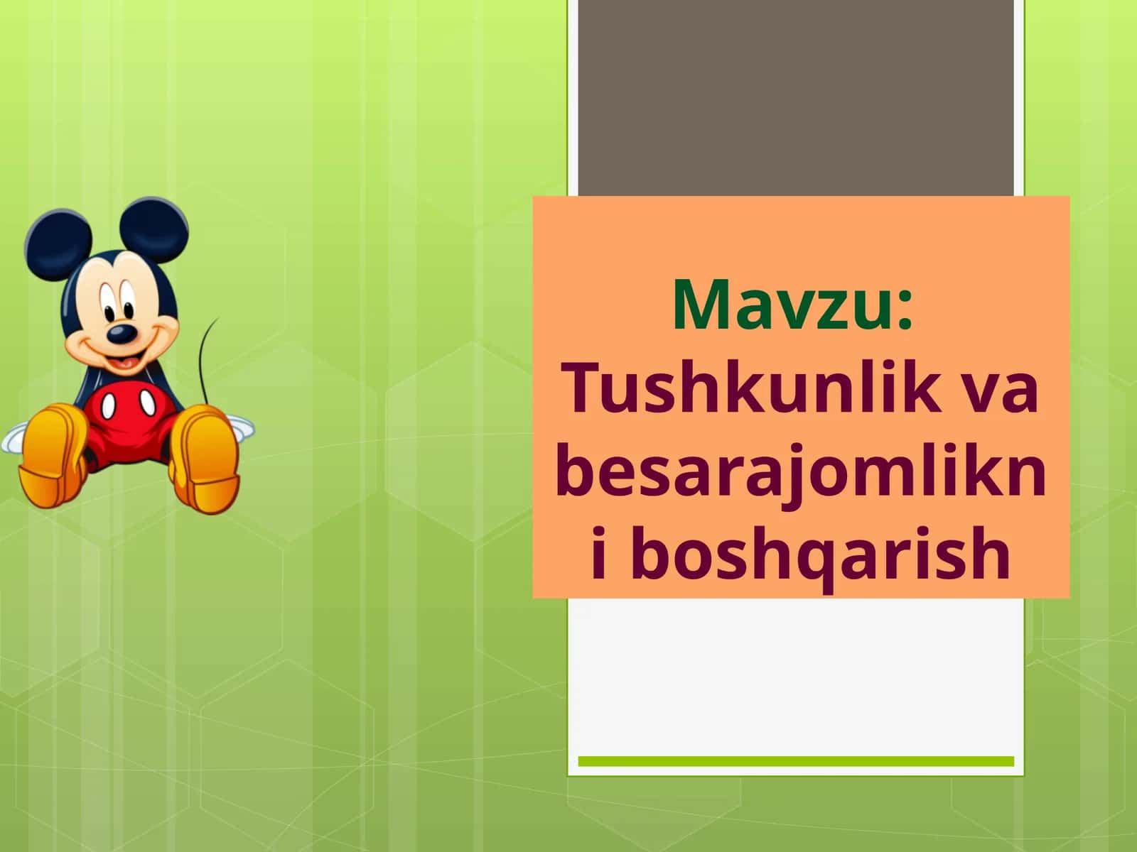 Tushkunlik va besarajomlikni boshqarish 1