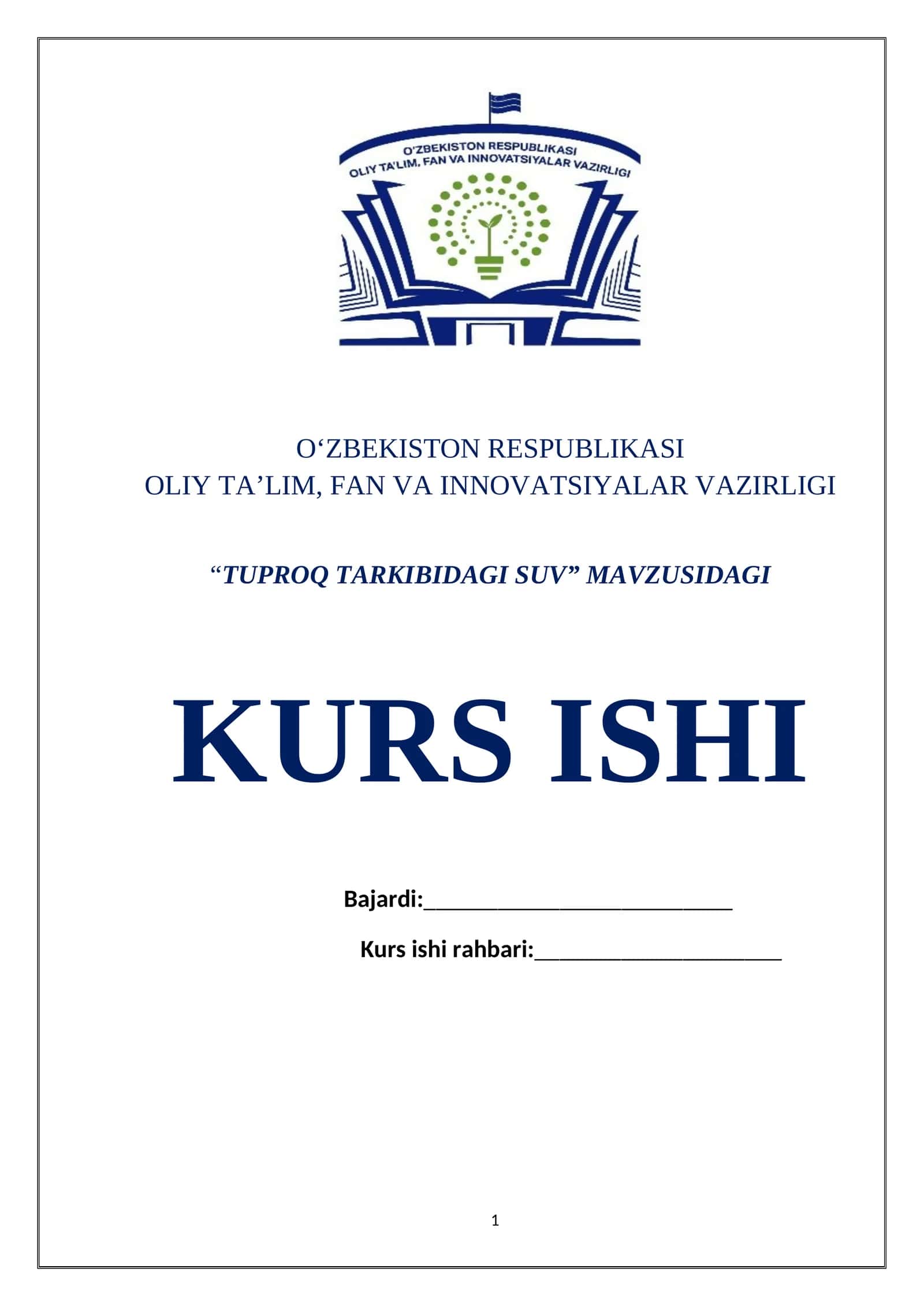 KURS ISHI "TUPROQ TARKIBIDAGI SUV" 1