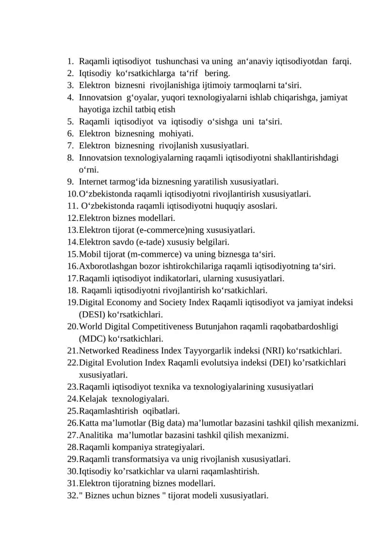 Raqamli iqtisodiyot tushunchasi 1