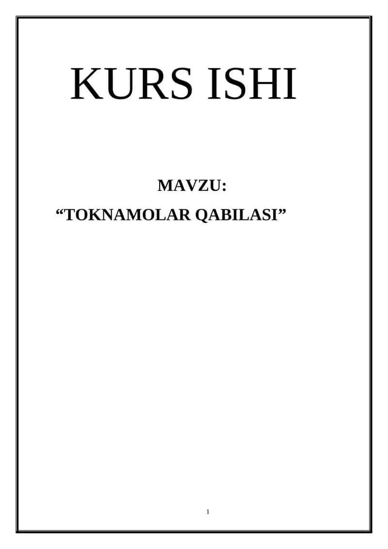 "Toknamolar qabilasi" 1