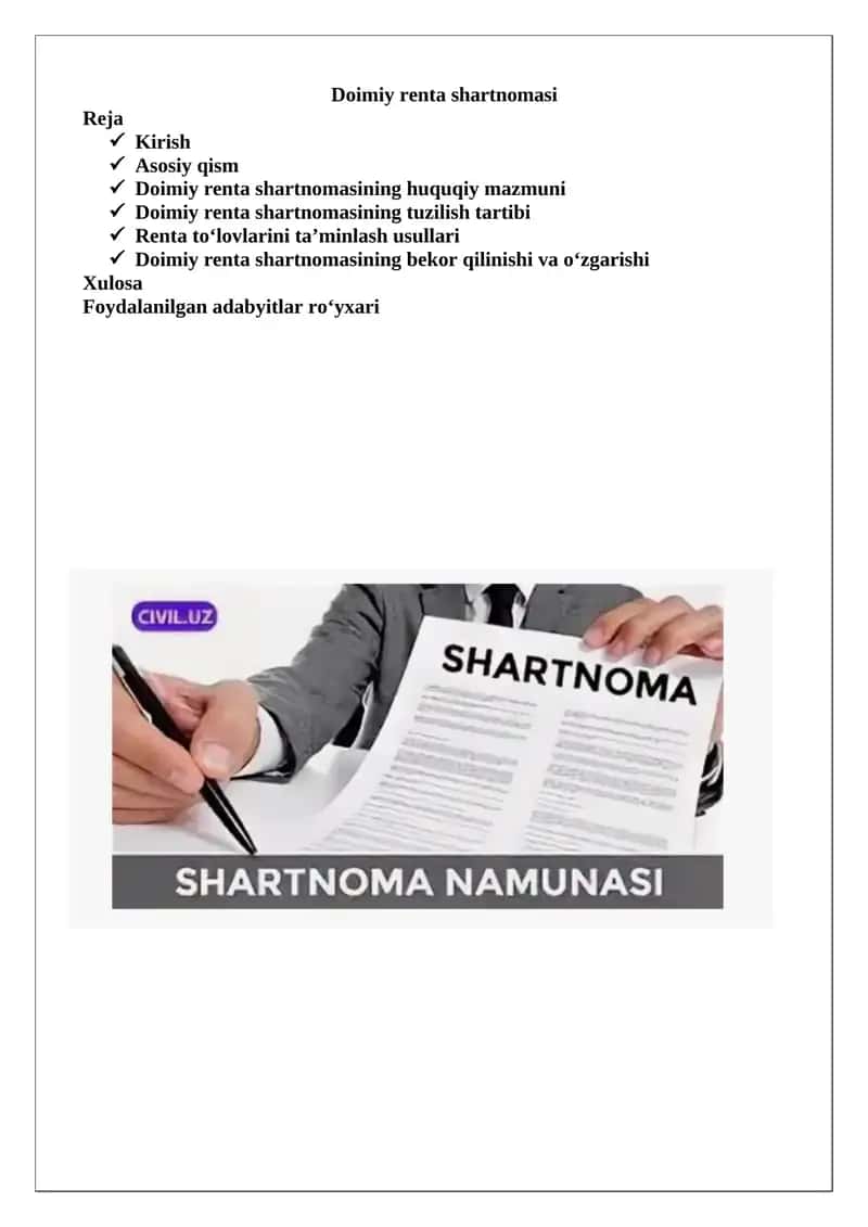 Doimiy renta shartnomasi 1