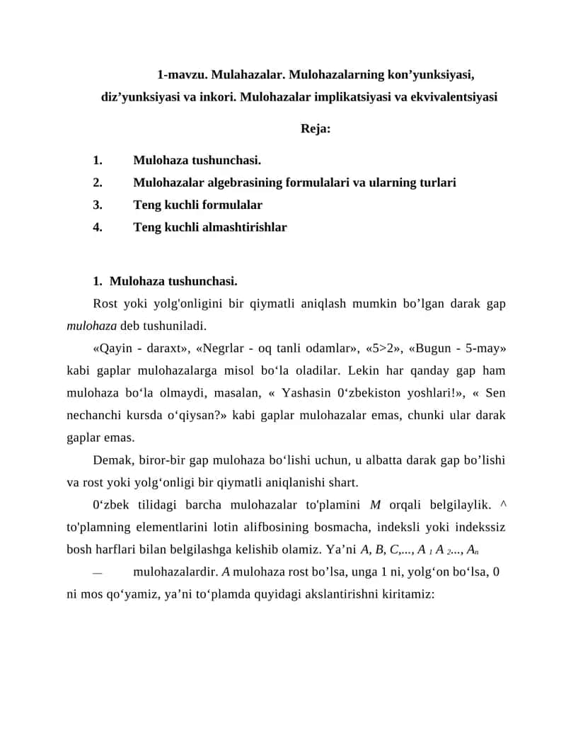 Mulohazalar 1