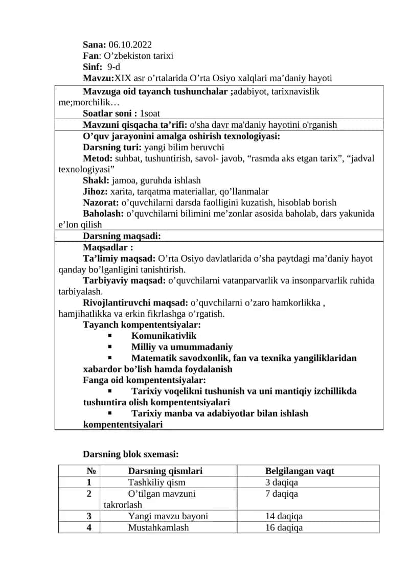 XIX asr o’rtalarida O’rta Osiyo xalqlari ma’daniy hayoti 1