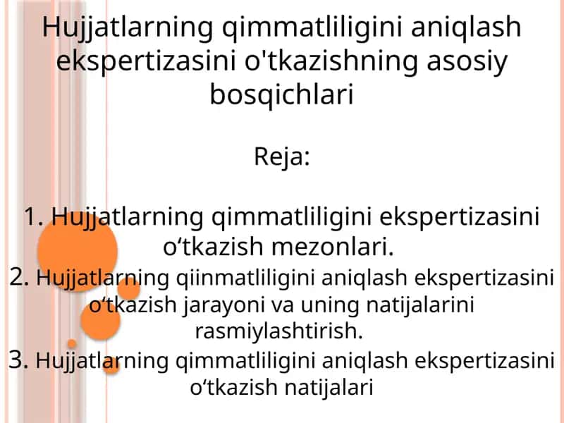Hujjatlarning qimmatliligini aniqlash ekspertizasi 1