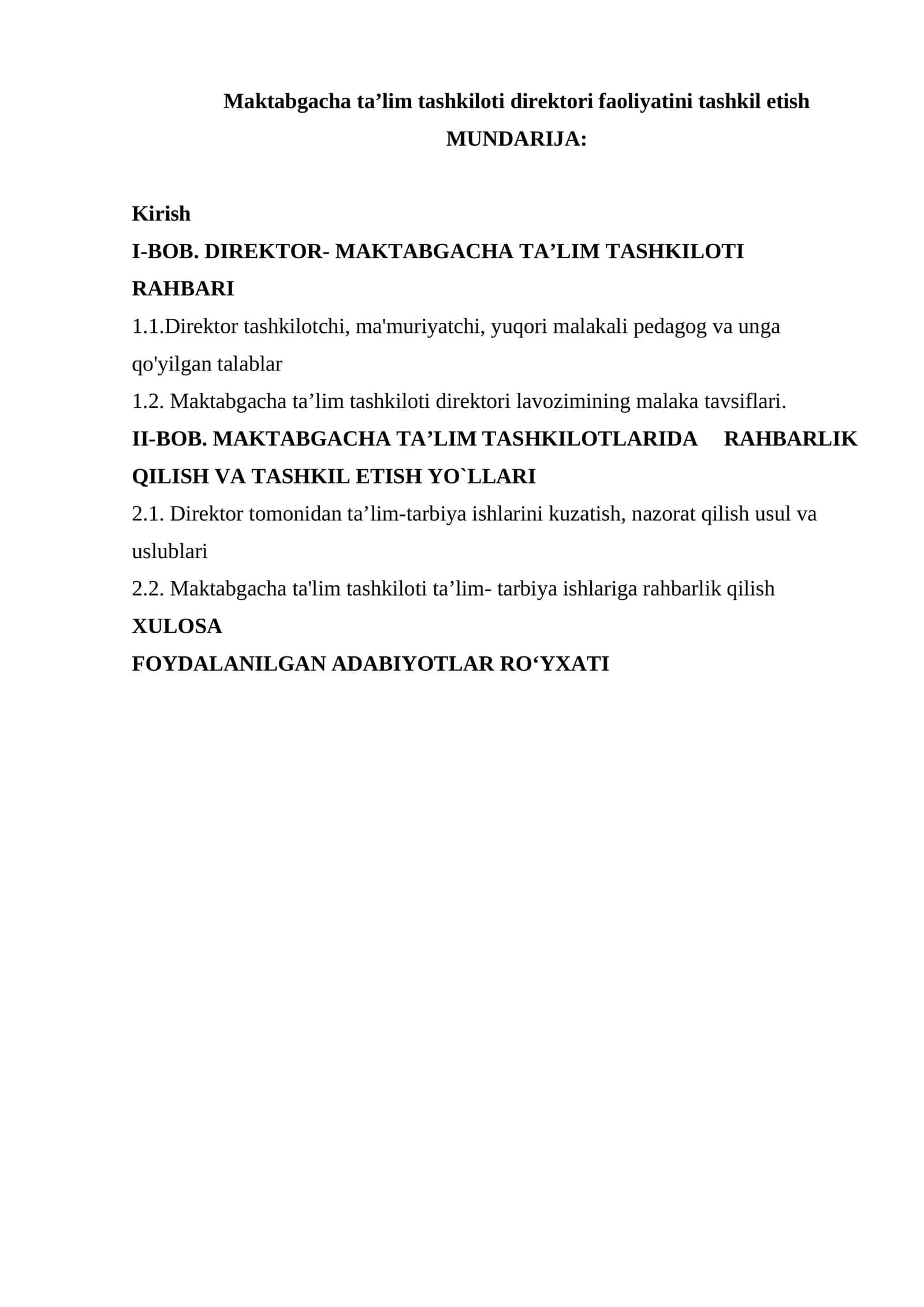 Direktor- Maktabgacha ta’lim tashkiloti rahbari 1