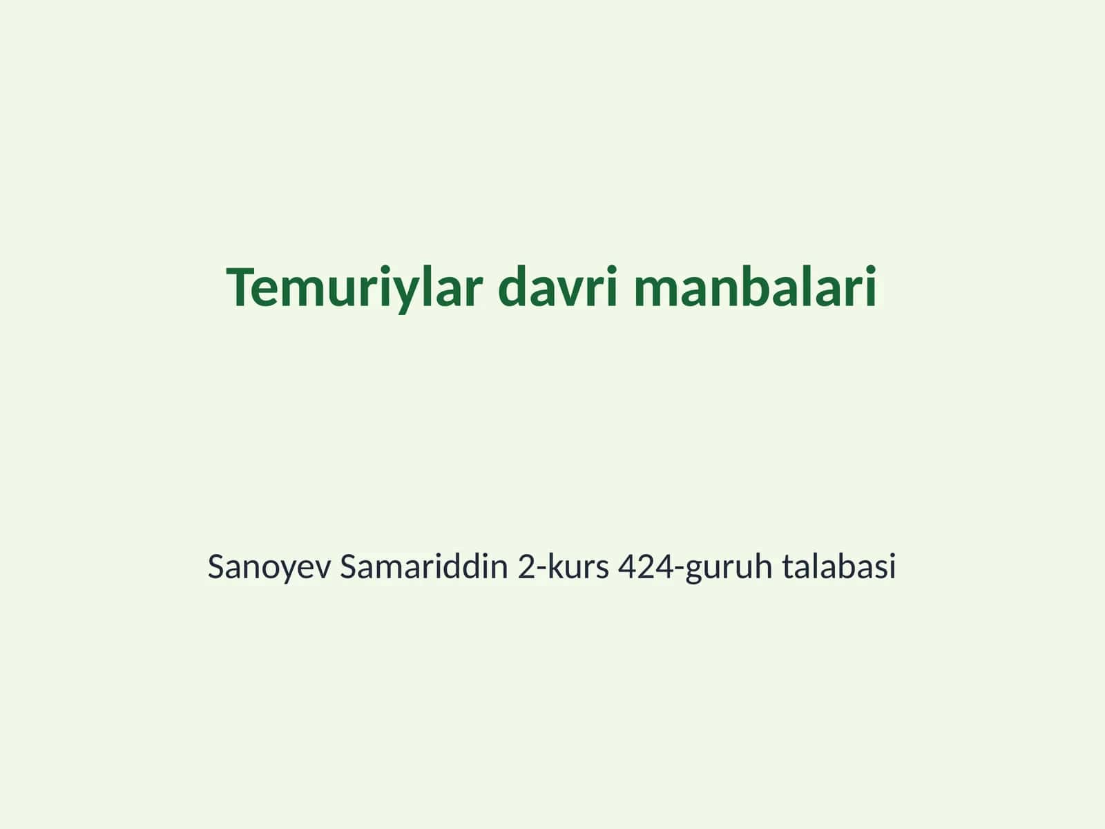 Temuriylar davri manbalari 1