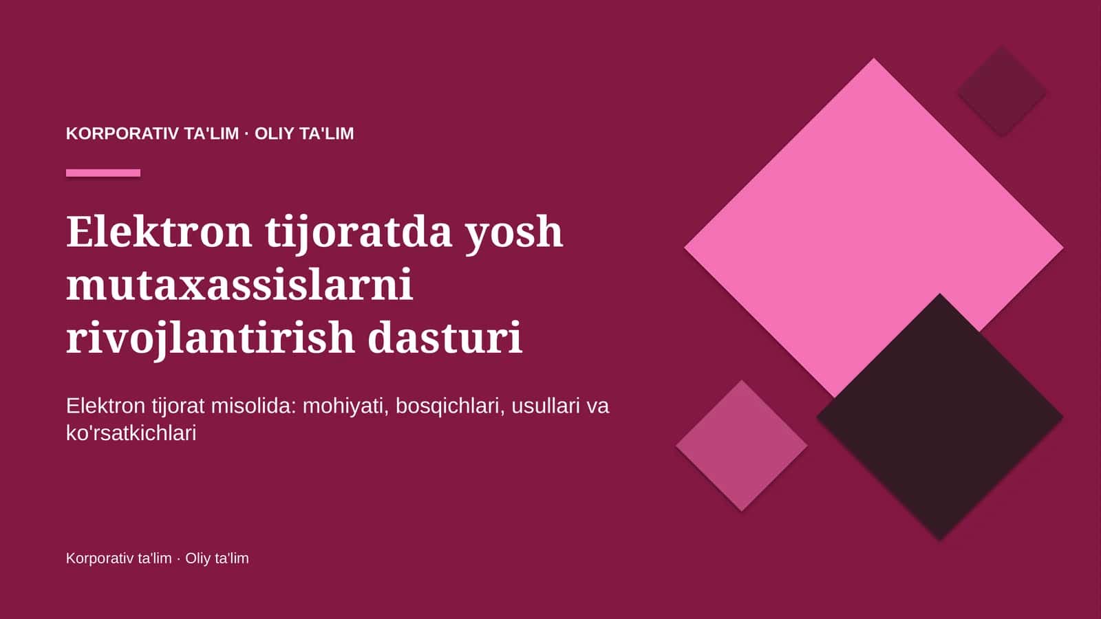 Elektron tijoratda yosh mutaxassislarni rivojlantirish dasturi 1