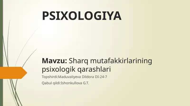 Sharq mutafakkirlarining psixologik qarashlari 1