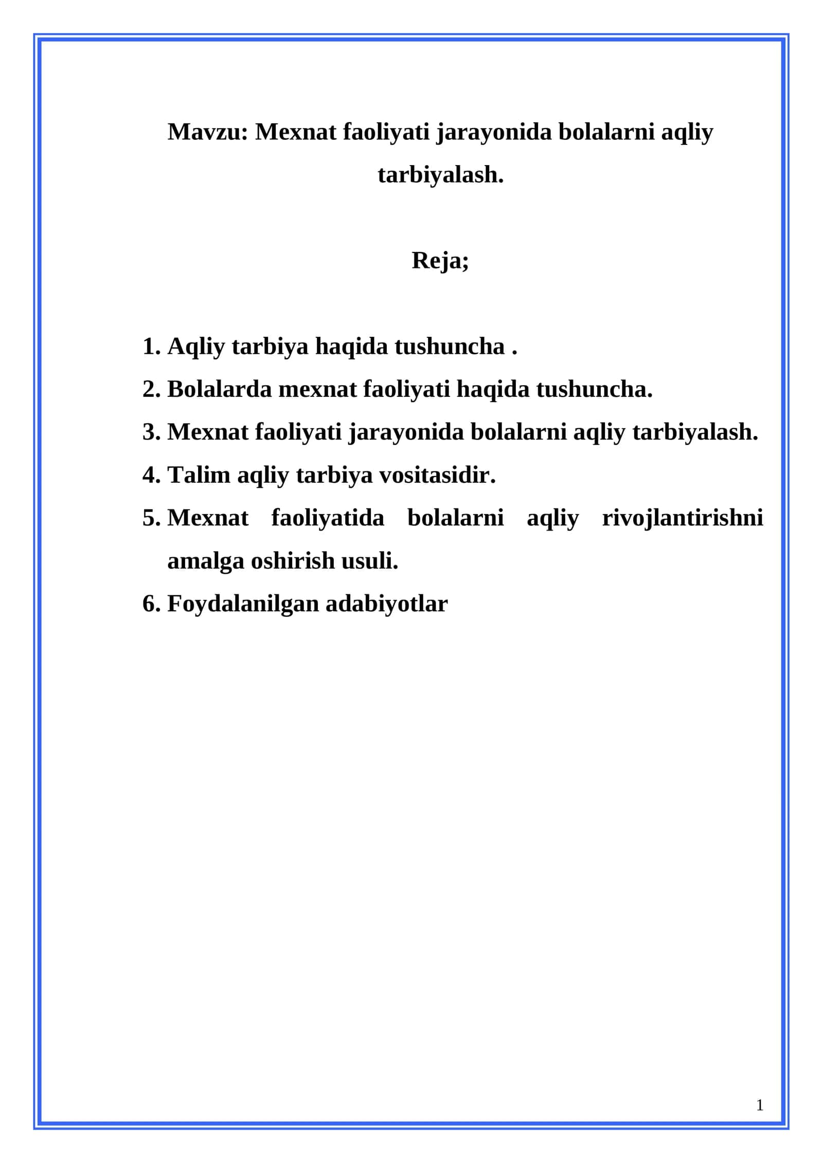 Mexnat faoliyati jarayonida bolalarni aqliy tarbiyalash 1