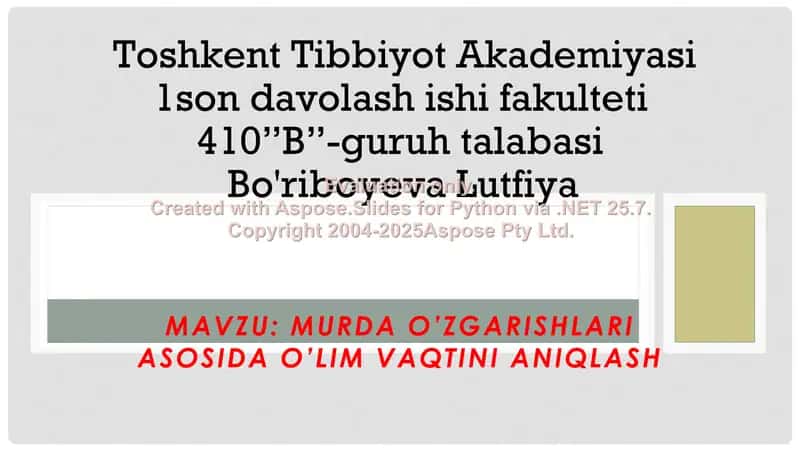 O'lim vaqtini aniqlash 1