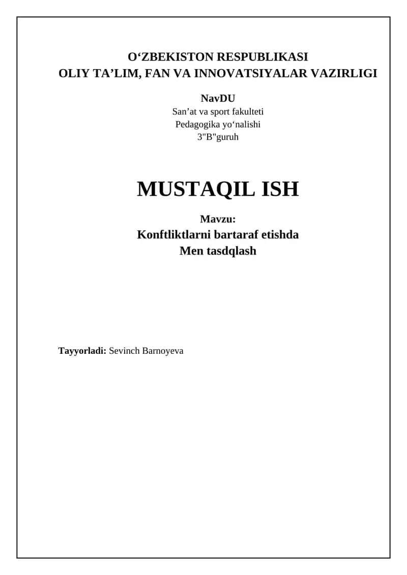 Konftliktlarni bartaraf etishda 1
