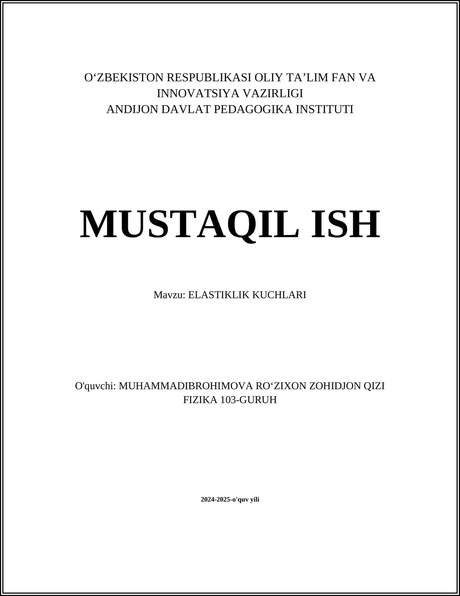 ELASTIKLIK KUCHLARI 1