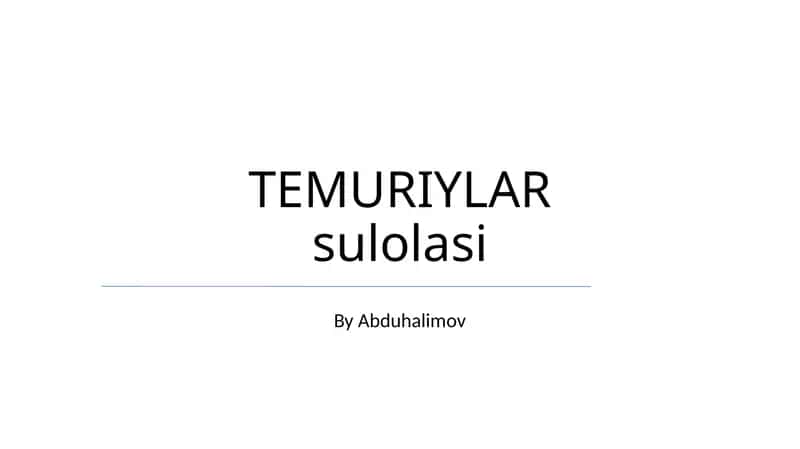 TEMURIYLAR sulolasi 1