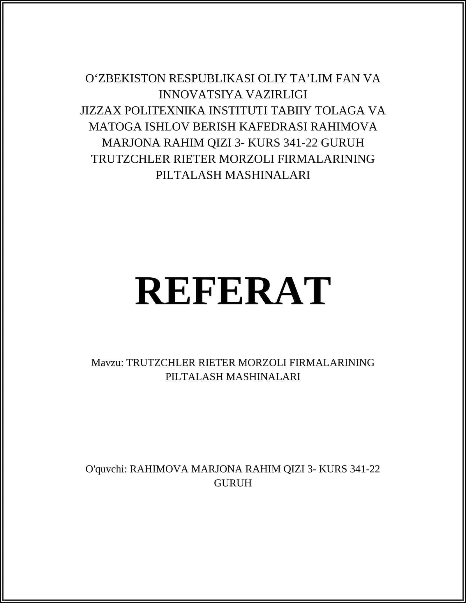 TRUTZCHLER RIETER MORZOLI FIRMALARINING PILTALASH MASHINALARI 1