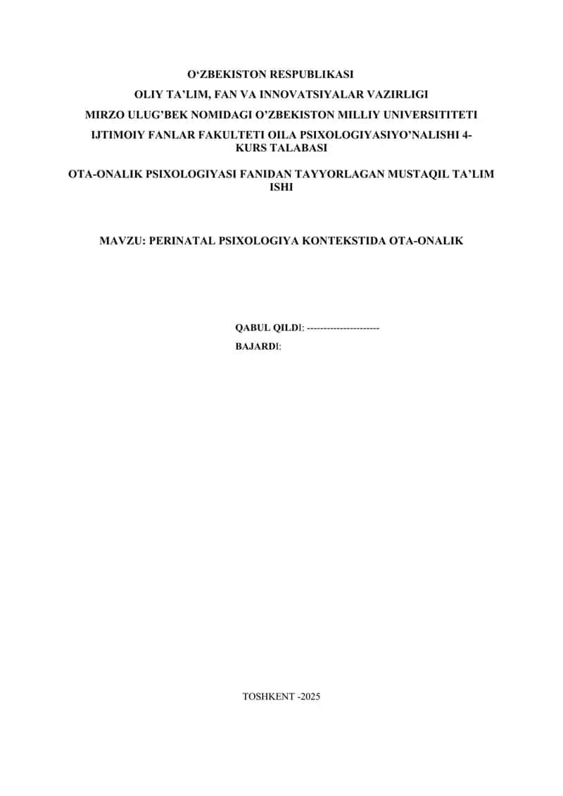 PERINATAL PSIXOLOGIYA KONTEKSTIDA OTA-ONALIK 1