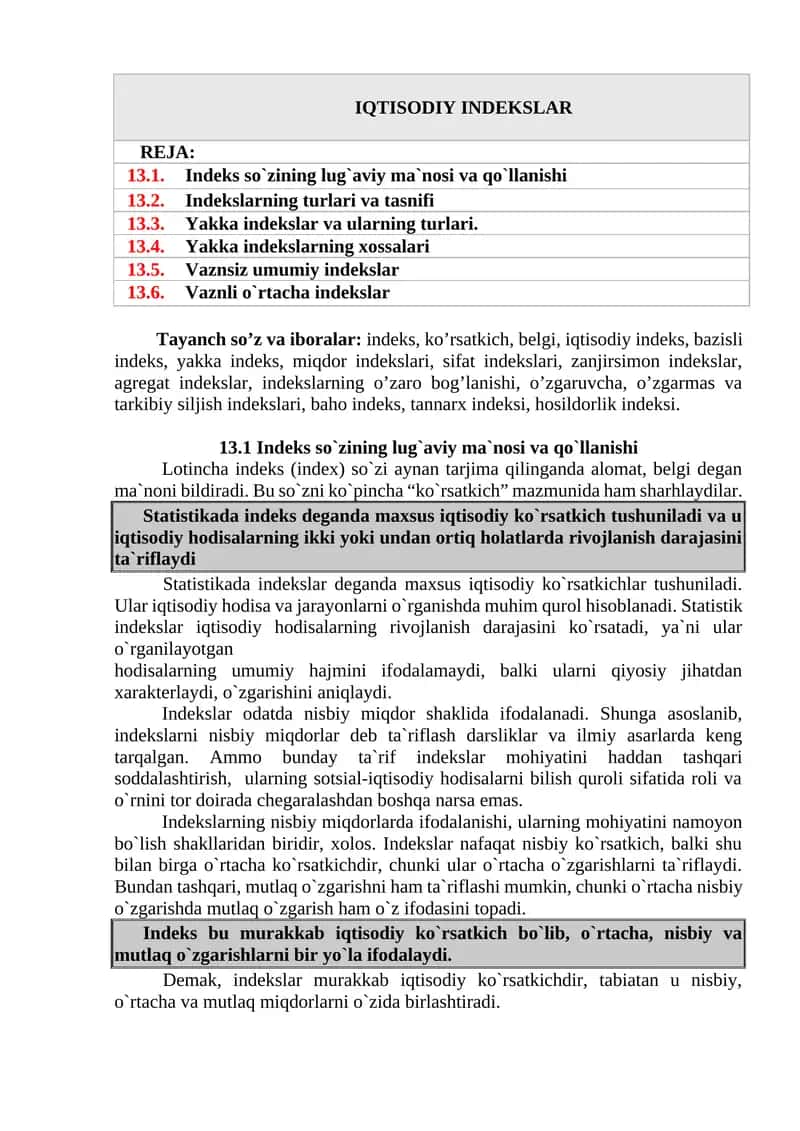 IQTISODIY INDEKSLAR 1