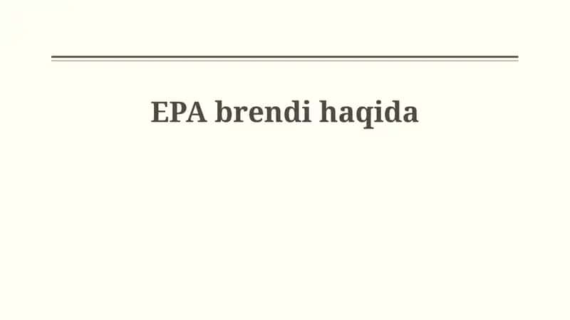 EPA brendi haqida 1