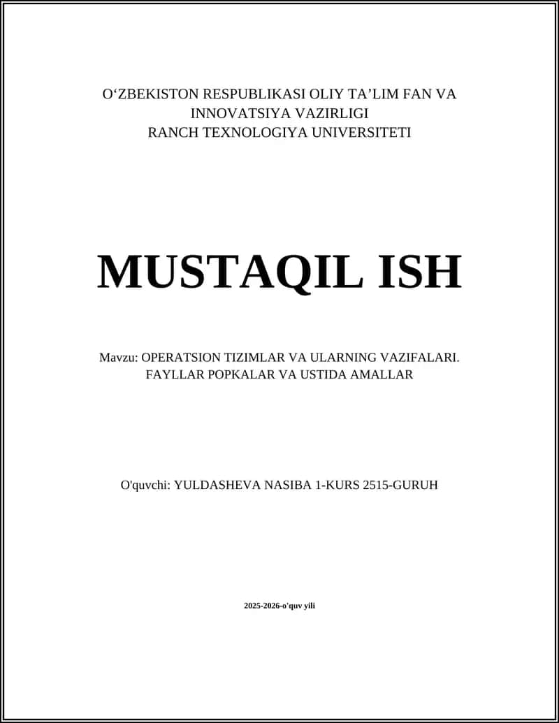 OPERATSION TIZIMLAR VA ULARNING VAZIFALARI 1
