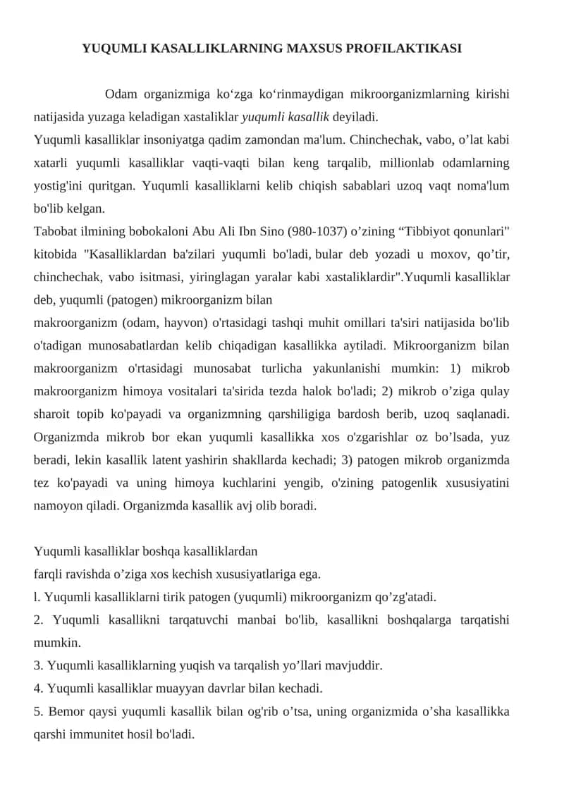 YUQUMLI KASALLIKLARNING MAXSUS PROFILAKTIKASI 1