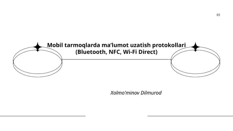 Mobil tarmoqlarda ma'lumot uzatish protokollari (Bluetooth, NFC, Wi-Fi Direct) 1
