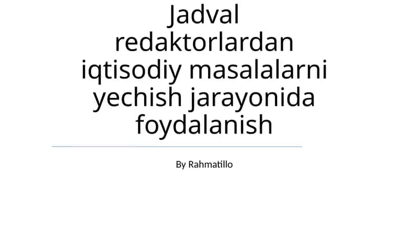 Ssenariy Rejalashtirish va "Agar..." Tahlili 1