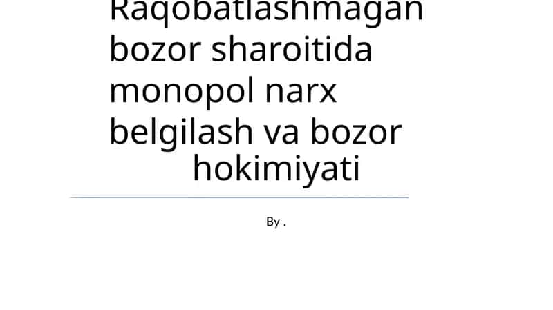 Monopoliya va o'lik vazn yo'qotishi 1