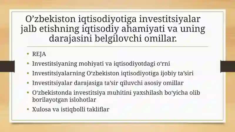 Investitsiya va uning iqtisodiy ahamiyati