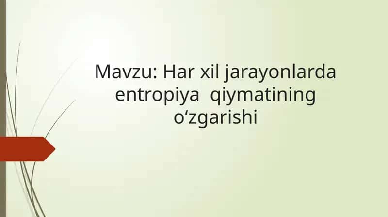 Entropiya va Termofizika 1