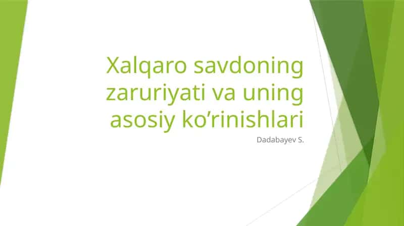 xalqaro savdoning zaruriyati 1