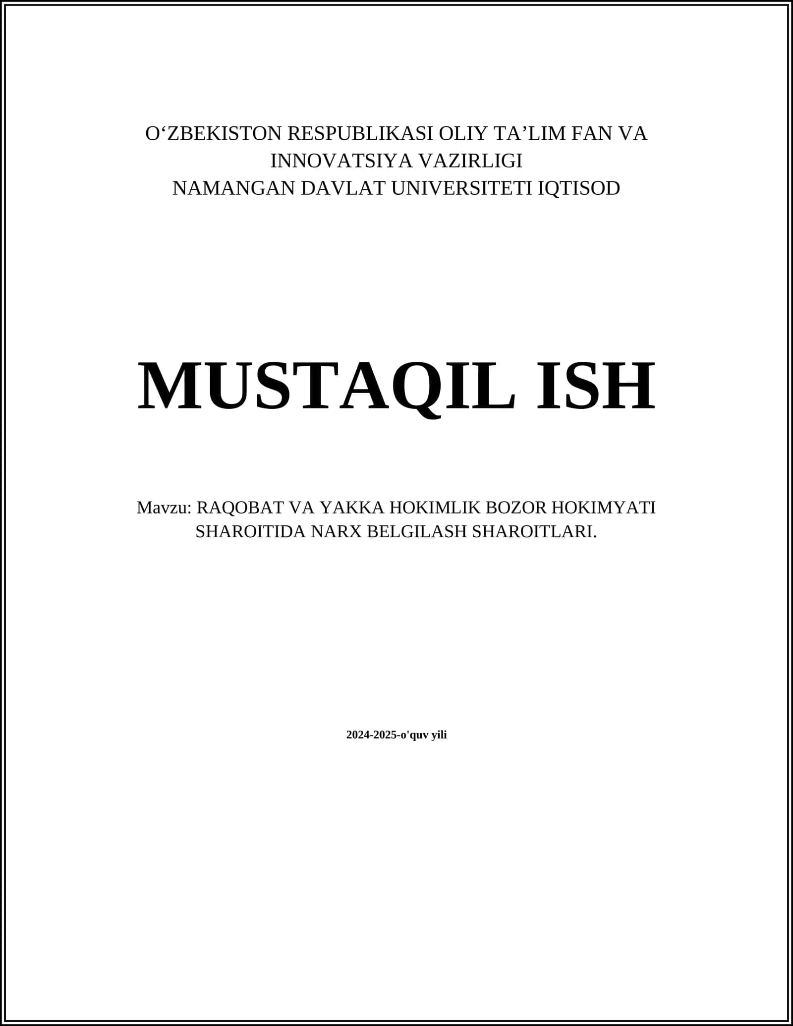 Monopol bozor sharoitida narx belgilash usullari 1
