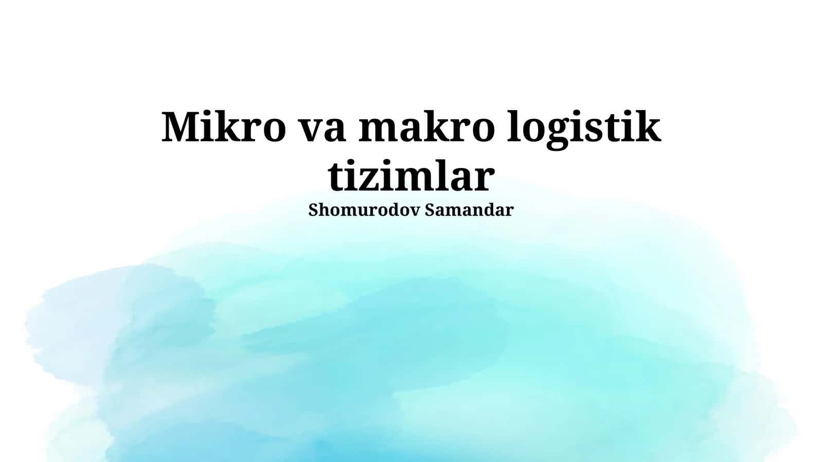 Mikro va makro logistik tizimlar 1