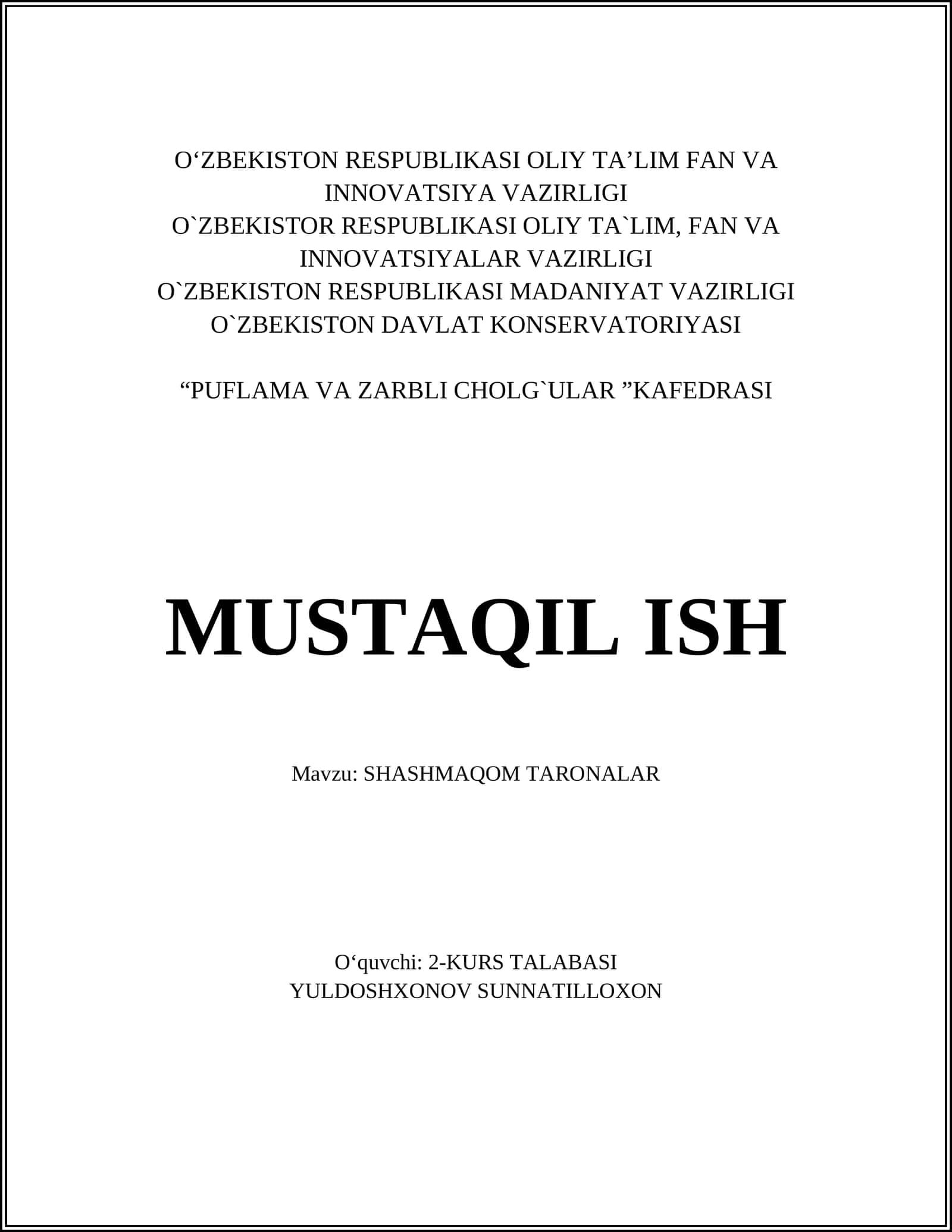 SHASHMAQOM TARONALAR 1