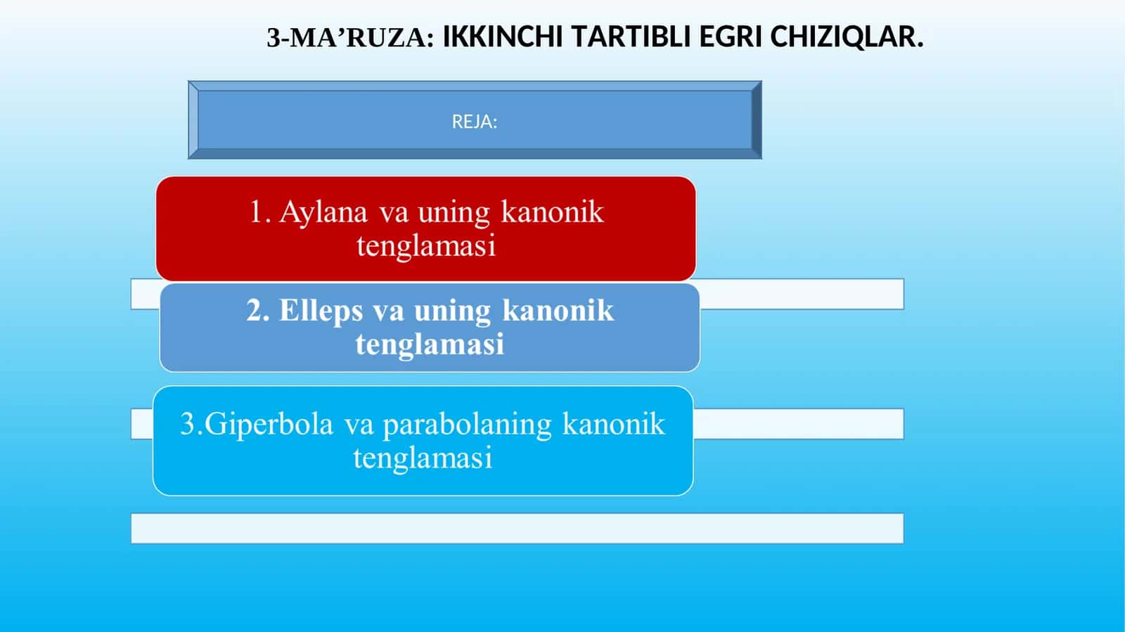 3-MA’RUZA:IKKINCHI TARTIBLI EGRI CHIZIQLAR 1