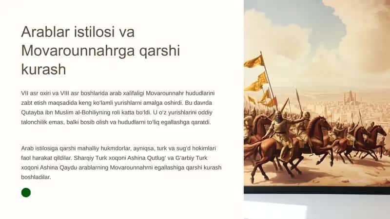 Arablar istilosi va Movarounnahr ga qarshi kurash 1
