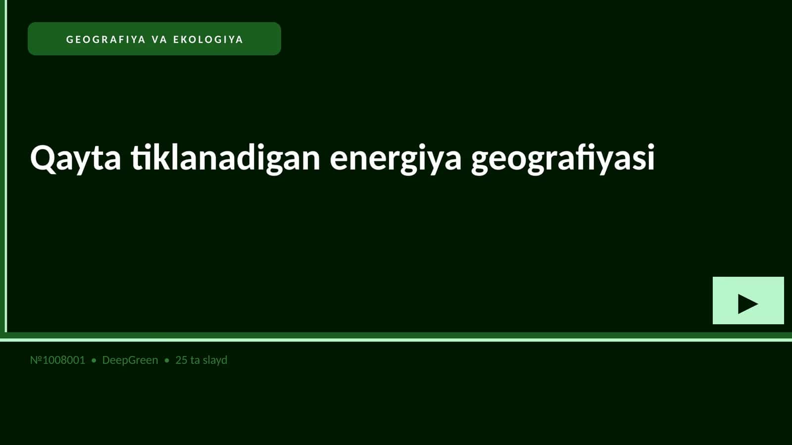 Qayta tiklanadigan energiya geografiyasi 1