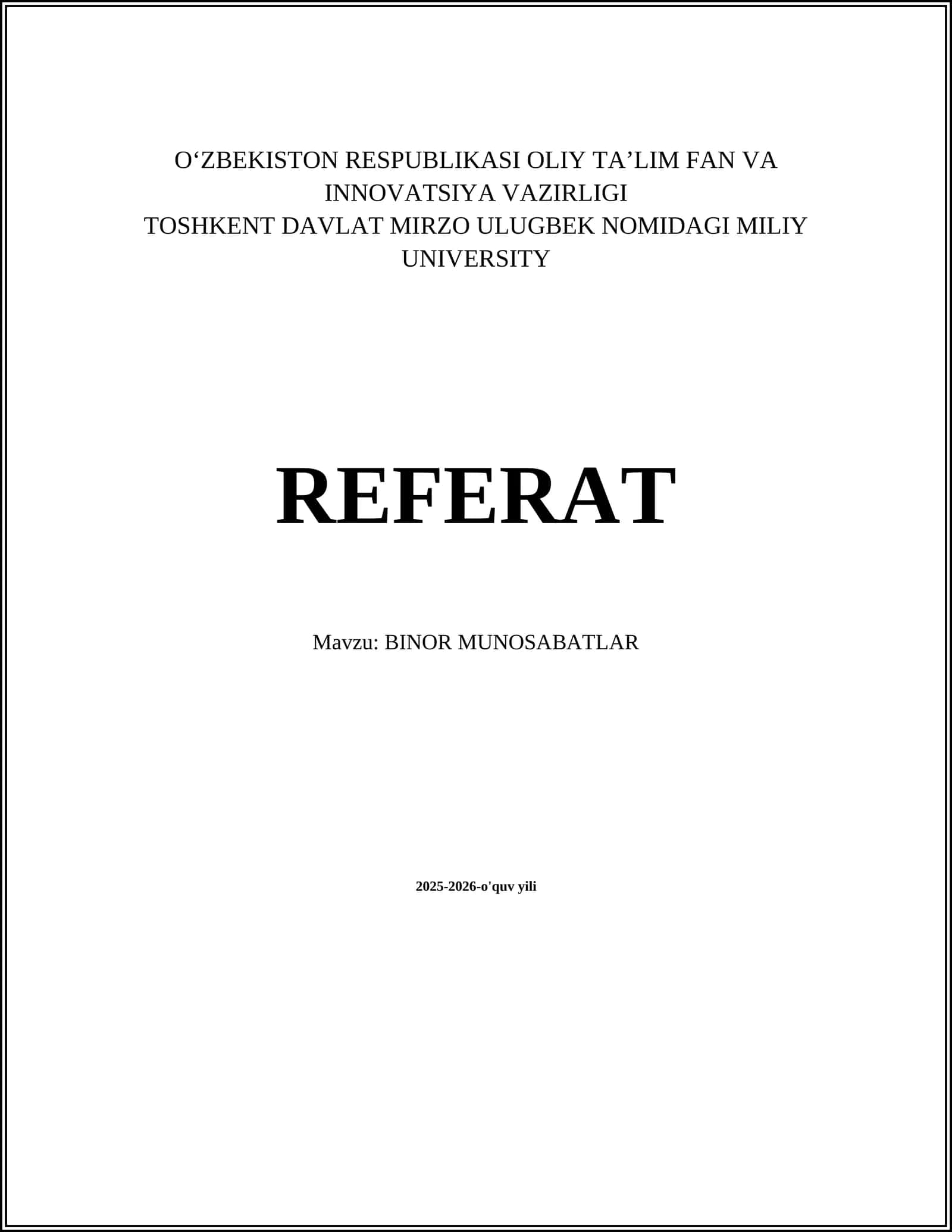 BINOR MUNOSABATLAR 1