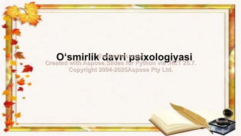 Oʻsmirlik davri psixologiyasi 1