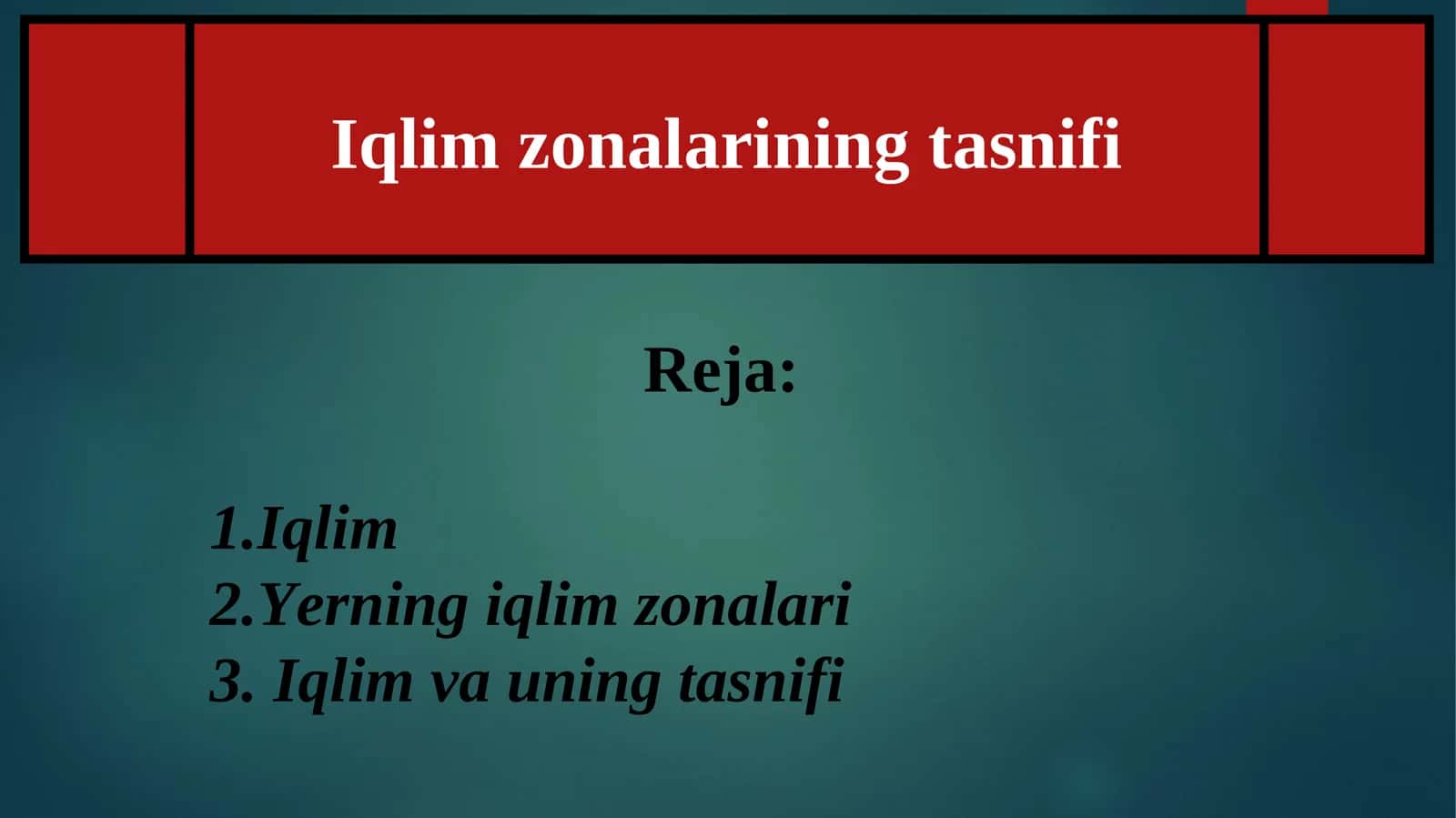 Iqlim zonalarining tasnifi 1