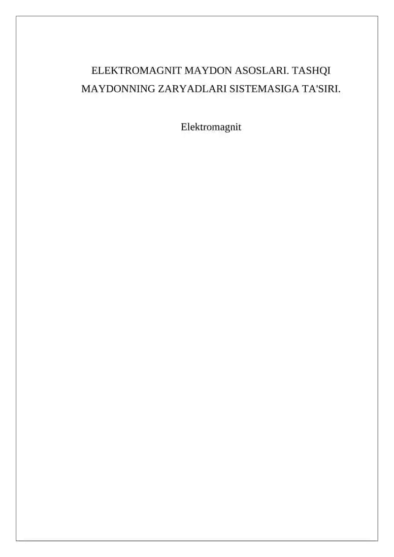 Elektromagnit Maydon Asoslari