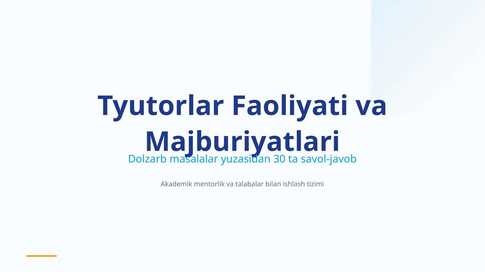 Tyutorlar Faoliyati va Majburiyatlari 1