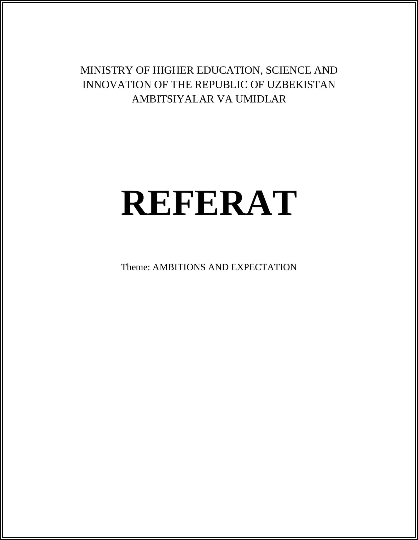 AMBITSIYALAR VA UMIDLAR REFERAT 1