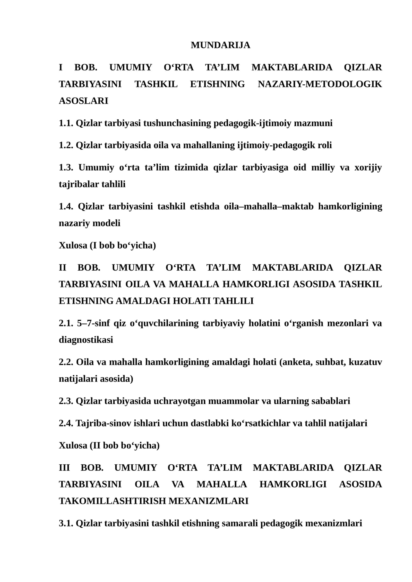 UMUMIY O‘RTA TA’LIM MAKTABLARIDA QIZLAR TARBIYASINI TASHKIL ETISHNING NAZARIY-METODOLOGIK ASOSLARI 1