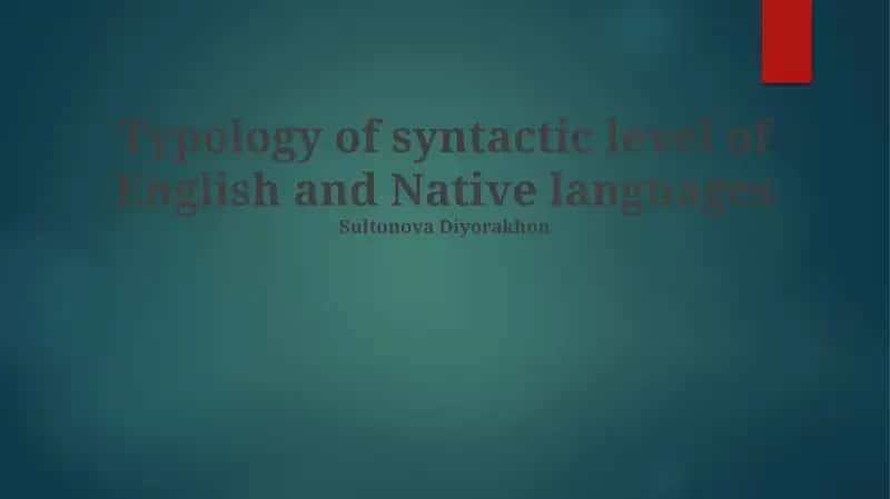 Typology of syntactic level of English and Native languages 1
