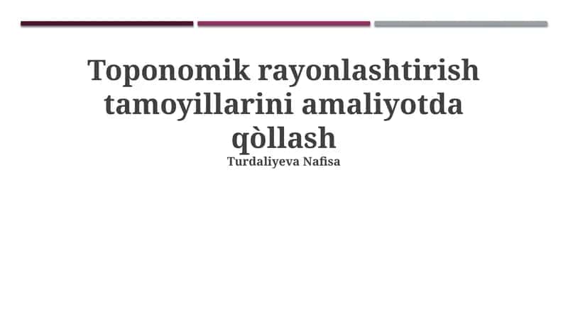 Toponomik rayonlashtirish tamoyillarini amaliyotda qòllash 1