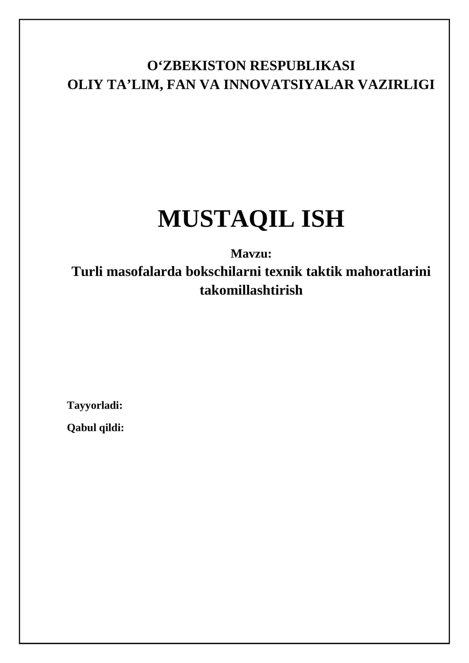 Boks texnikasi va taktikasi 1