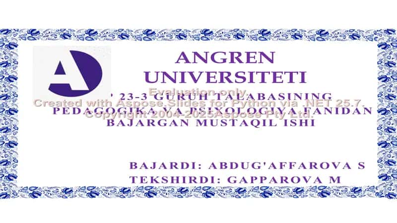 Pedagogika faoliyatning kasbiy huquqiy asoslari 1